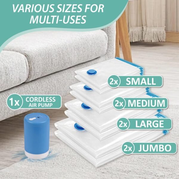 Travel Vacuum Bags with Electric Pump, 8 Pack Vacuum Travel Bags for Luggage and... - Image 5