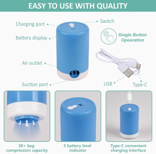 Travel Vacuum Bags with Electric Pump, 8 Pack Vacuum Travel Bags for Luggage and... - Image 6