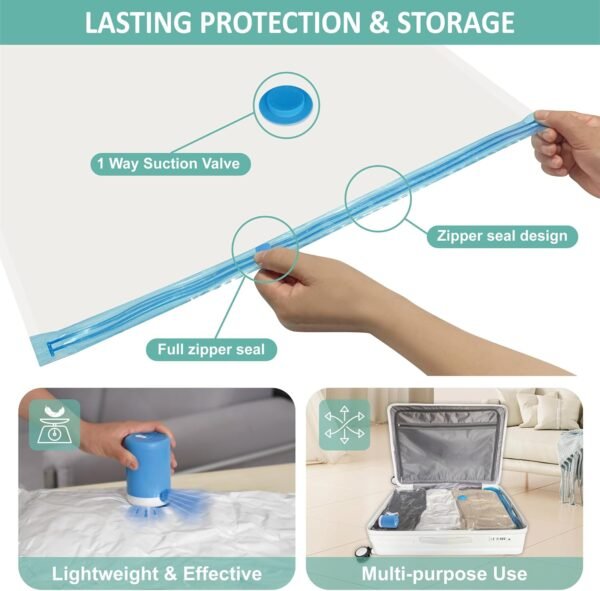 Travel Vacuum Bags with Electric Pump, 8 Pack Vacuum Travel Bags for Luggage and... - Image 7