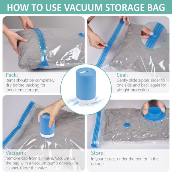 Travel Vacuum Bags with Electric Pump, 8 Pack Vacuum Travel Bags for Luggage and... - Image 8