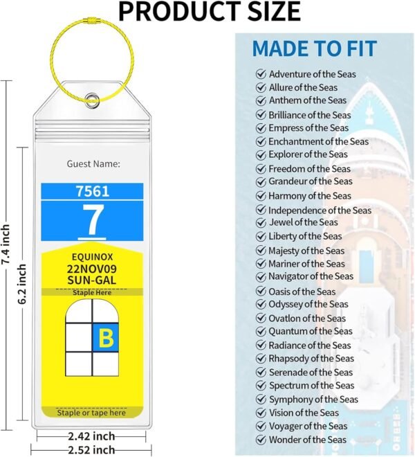 Royal Caribbean Luggage Tag Holders, 10 Pack Zip Seal Clear Cruise Luggage Tag H... - Image 3