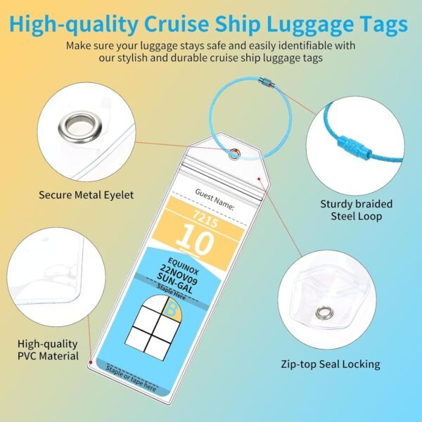 Royal Caribbean Luggage Tag Holders, 10 Pack Zip Seal Clear Cruise Luggage Tag H... - Image 4