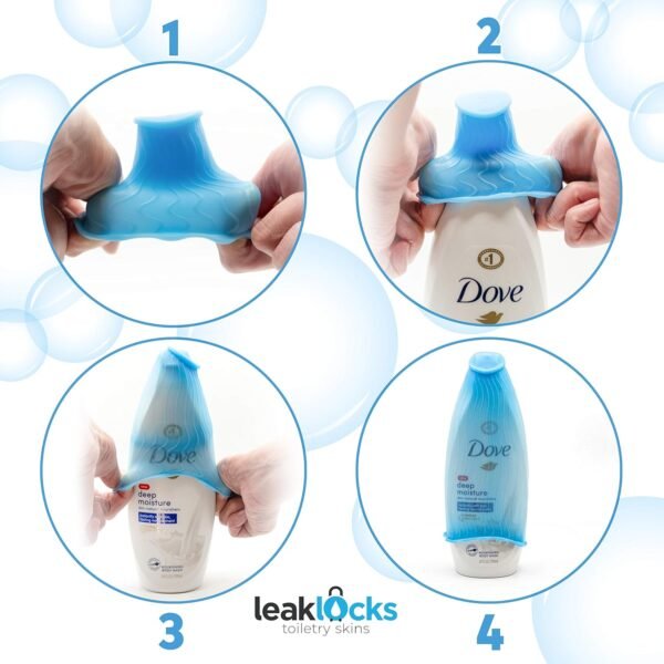 LeakLocks® Toiletry Skins Elastic Sleeve for Leak Proofing Travel Container in ... - Image 4