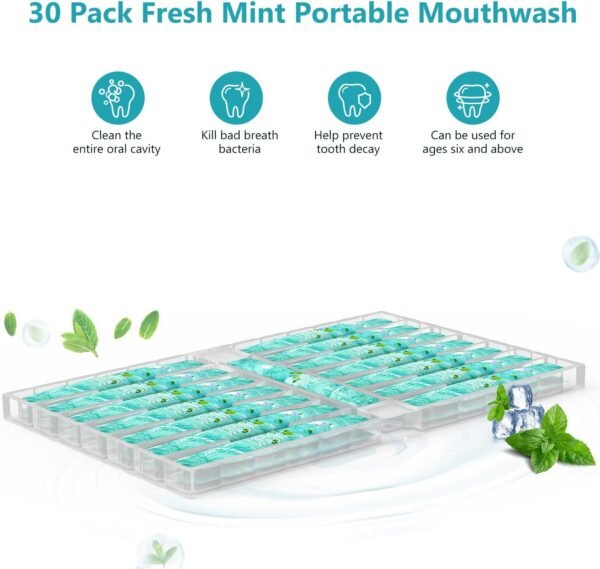 Mouthwash Travel Size Portable Packets to Go, Alcohol & Fluoride Free Fresh Mint... - Image 3