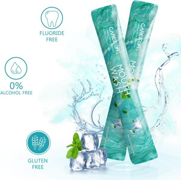 Mouthwash Travel Size Portable Packets to Go, Alcohol & Fluoride Free Fresh Mint... - Image 4
