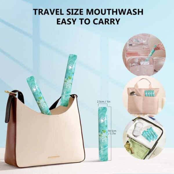 Mouthwash Travel Size Portable Packets to Go, Alcohol & Fluoride Free Fresh Mint... - Image 6