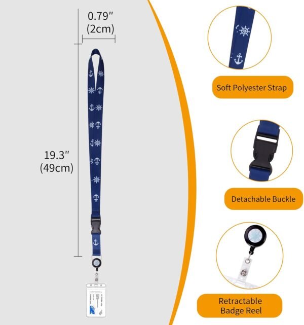 Retractable Waterproof Lanyard with ID Badge Reel Holder & Detachable Buckle for... - Image 3