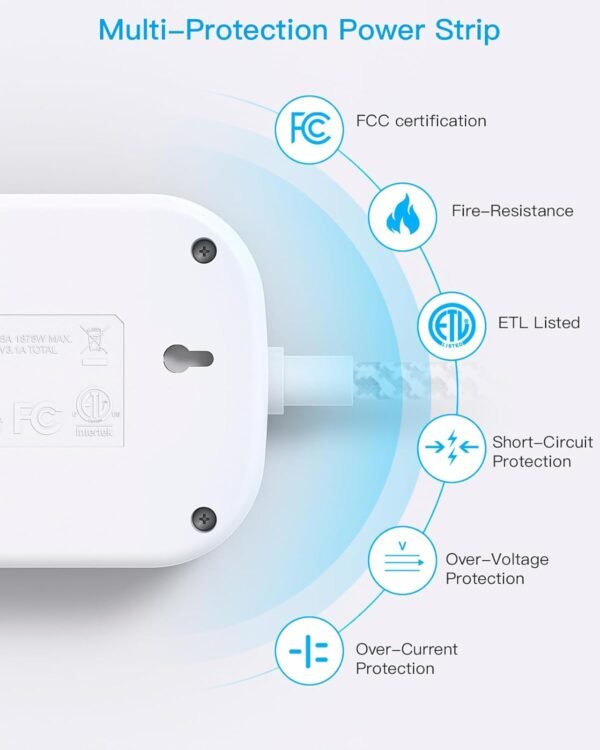 One Beat Cruise Ship Essentials,Travel Power Strip with USB C,Flat Plug Extensio... - Image 8