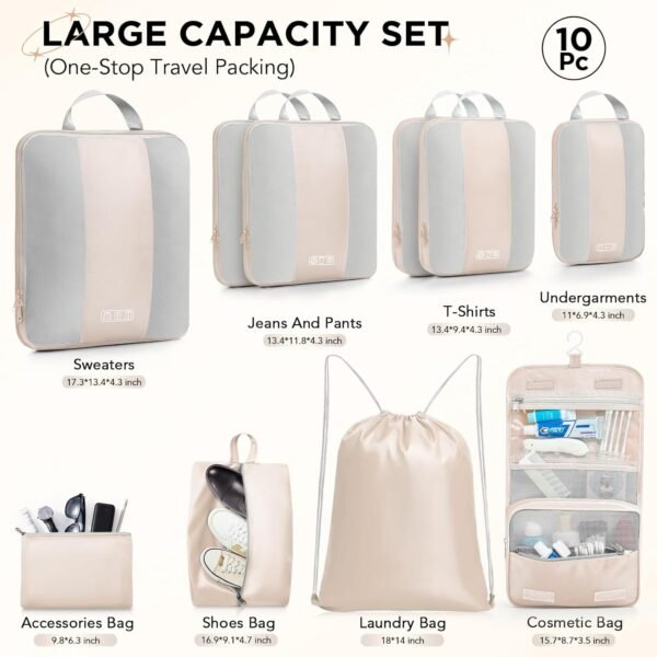 OlarHike 10 Set Compression Packing Cubes for Travel Women Mom,Luggage Clothes S... - Image 3