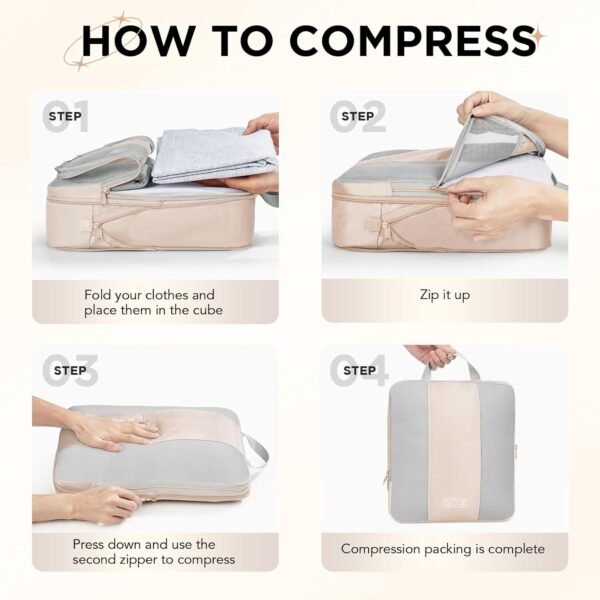 OlarHike 10 Set Compression Packing Cubes for Travel Women Mom,Luggage Clothes S... - Image 4