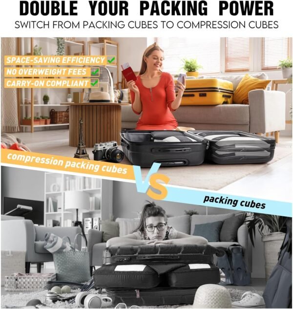 OlarHike 10 Set Compression Packing Cubes for Travel Women Mom,Luggage Clothes S... - Image 8