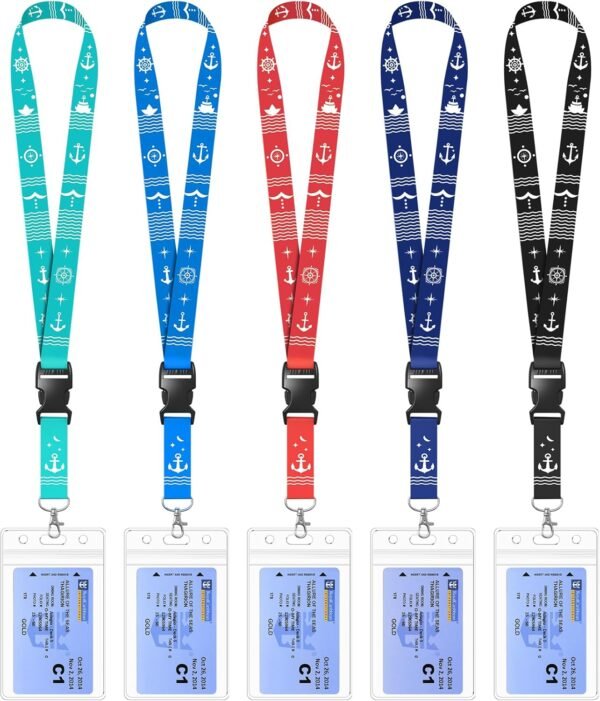 5 Pack Lanyard with Waterproof ID Badge Holders for Cruise Ship Cards, Essential... - Image 2