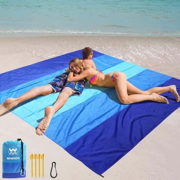 Beach Blanket Waterproof Sandproof Beach Mat 79" X 83" /10'x9'for 2-8 Adults Qui... - Image 2