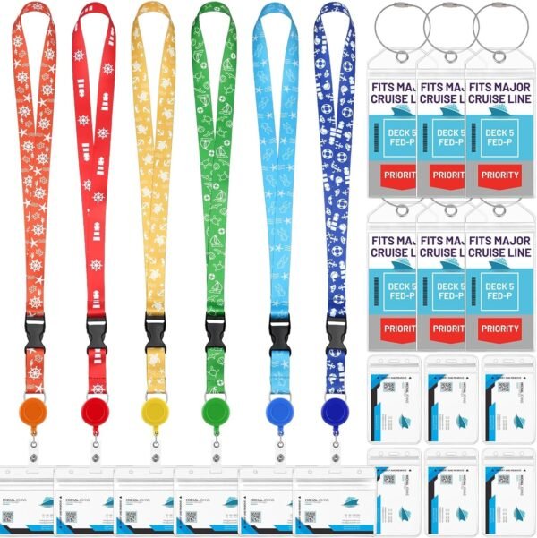 Cruise Lanyards, 6 Pack Waterproof Cruise Luggage Tags with Ship Key Card Badge ... - Image 2