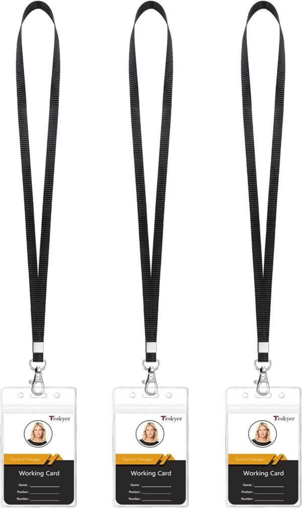 Teskyer Lanyards for ID Badges, 3 Pack of Lanyard with Clear Plastic ID Badge Ho... - Image 2