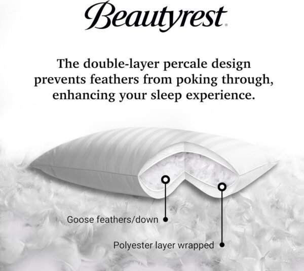 Beautyrest Fluffy Hotel Collection Luxury Goose Feathers Medium Firm Hypoallerge... - Image 5