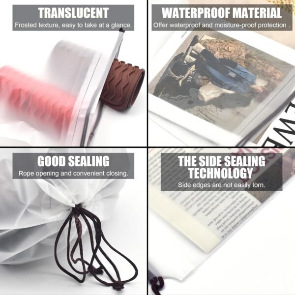 Hoewina Transparent Shoe Bags for Travel with Rope 8PCS Large Clear Shoe Bag Sto... - Image 5