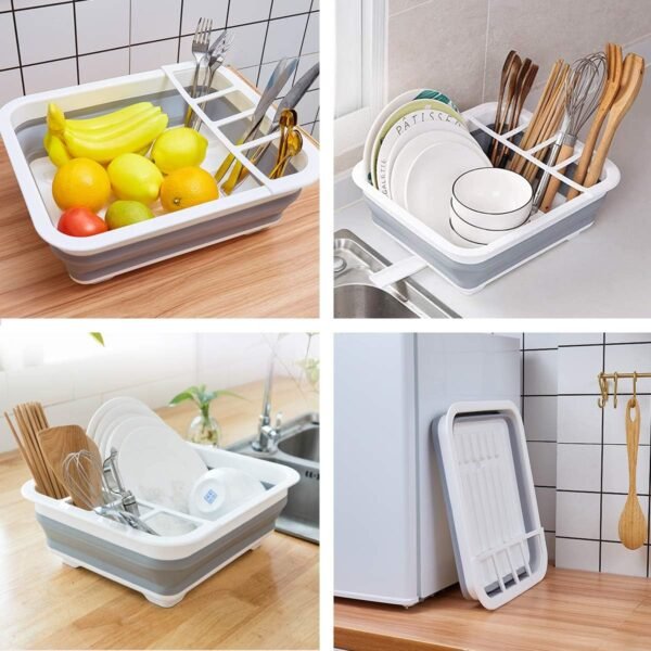THANSTAR Collapsible Dish Drying Rack Portable Dinnerware Drainer Organizer for ... - Image 3