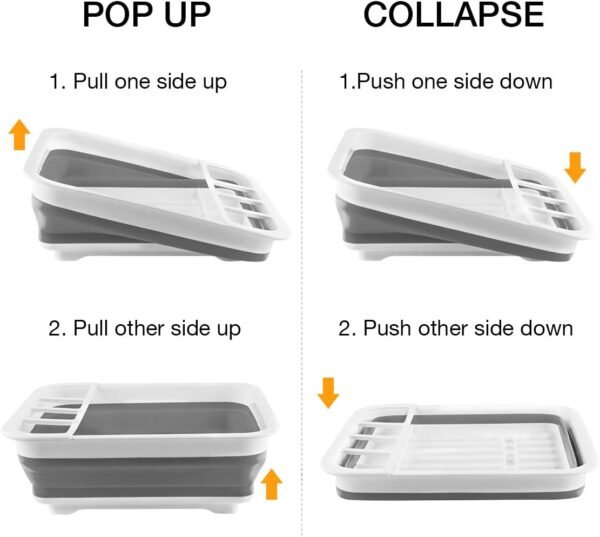 THANSTAR Collapsible Dish Drying Rack Portable Dinnerware Drainer Organizer for ... - Image 7
