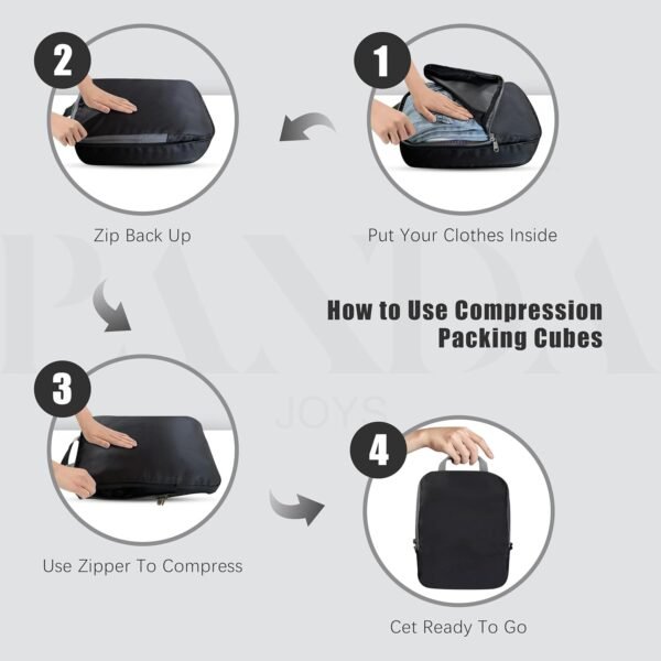 4 Set Compression Packing Cubes Travel - Travel Accessories Expandable Packing O... - Image 3