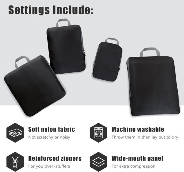 4 Set Compression Packing Cubes Travel - Travel Accessories Expandable Packing O... - Image 4