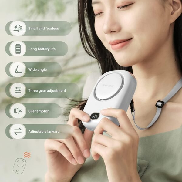Portable Neck Fan, Mini Small Personal Handheld Fan USB Rechargeable 3 Speed for... - Image 3