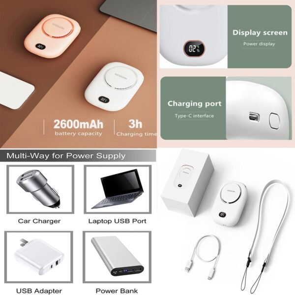 Portable Neck Fan, Mini Small Personal Handheld Fan USB Rechargeable 3 Speed for... - Image 6
