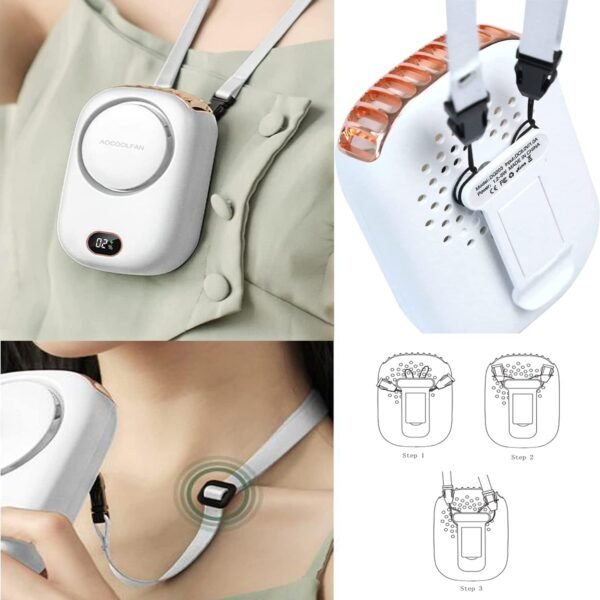 Portable Neck Fan, Mini Small Personal Handheld Fan USB Rechargeable 3 Speed for... - Image 7