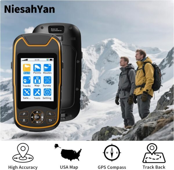 A8 Handheld GPS for Hiking, Rugged and Waterproof Handheld GPS Navigator, 3.2" S... - Image 3