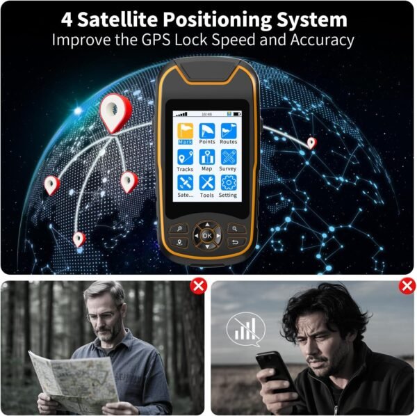 A8 Handheld GPS for Hiking, Rugged and Waterproof Handheld GPS Navigator, 3.2" S... - Image 4