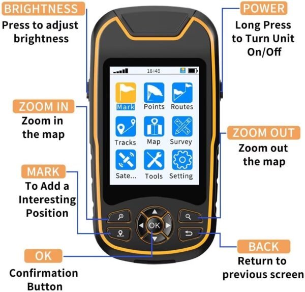 A8 Handheld GPS for Hiking, Rugged and Waterproof Handheld GPS Navigator, 3.2" S... - Image 9