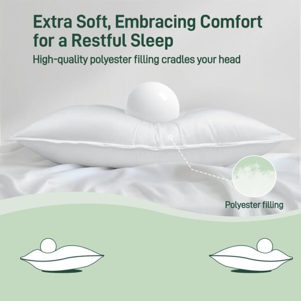 Hypoallergenic Bamboo Viscose Breathable Pillows with Down Alternative Filling, ... - Image 6