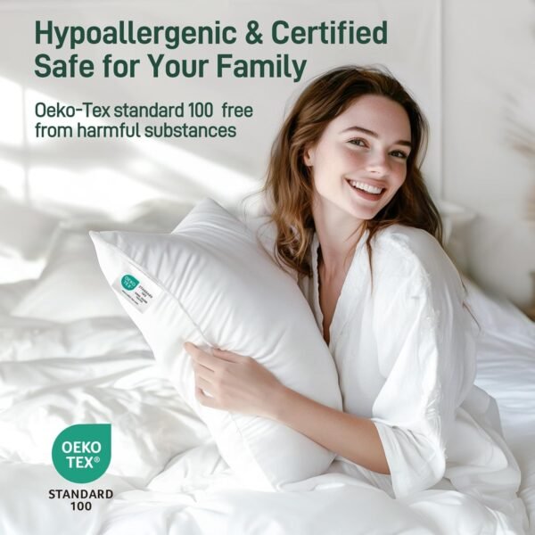 Hypoallergenic Bamboo Viscose Breathable Pillows with Down Alternative Filling, ... - Image 7
