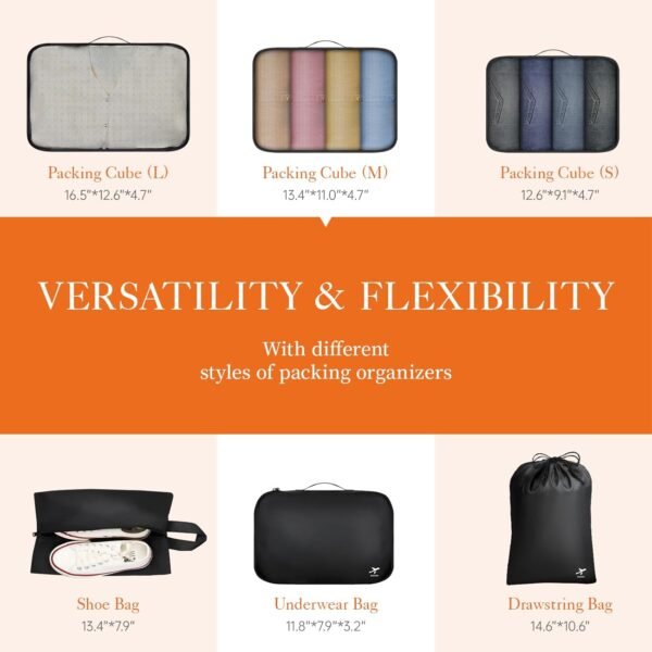 HOTOR Packing Cubes for Suitcases - 6 Pieces, Light Packing Cubes for Travel, Pr... - Image 4