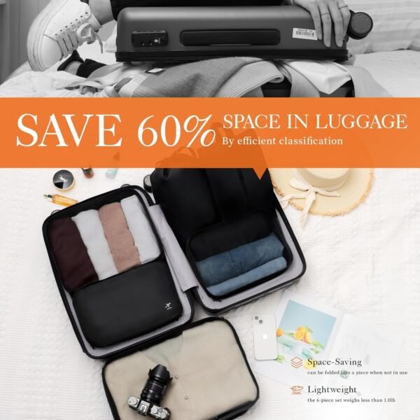 HOTOR Packing Cubes for Suitcases - 6 Pieces, Light Packing Cubes for Travel, Pr... - Image 5
