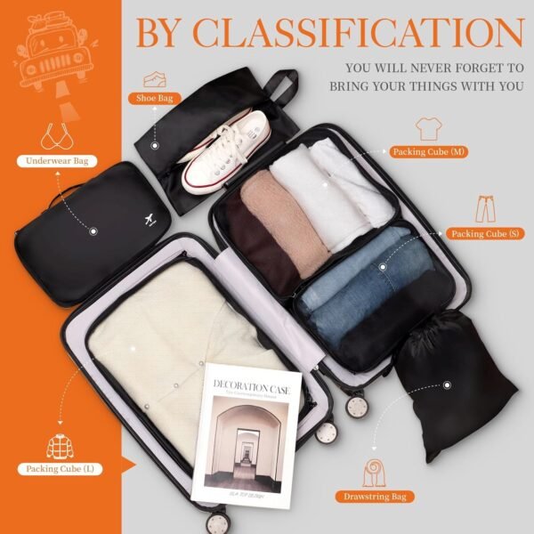 HOTOR Packing Cubes for Suitcases - 6 Pieces, Light Packing Cubes for Travel, Pr... - Image 6