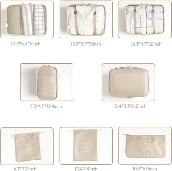 8 Set Packing Cubes for Suitcases Travel Luggage Packing Organizers,Travel Acces... - Image 8
