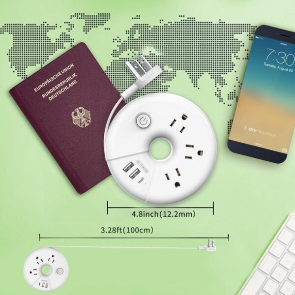 Travel Power Strip, NTONPOWER 3 Outlets 3 USB(1 USB C) Cruise Approved Power Str... - Image 3