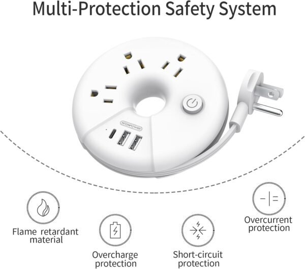 Travel Power Strip, NTONPOWER 3 Outlets 3 USB(1 USB C) Cruise Approved Power Str... - Image 7
