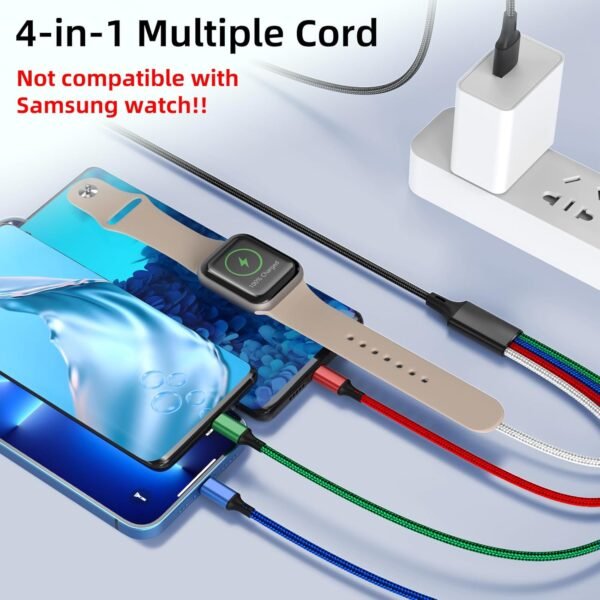 Travel 4 in 1 iWatch & iPhone Charger,Multi Charging Cable for Apple Watch Charg... - Image 3