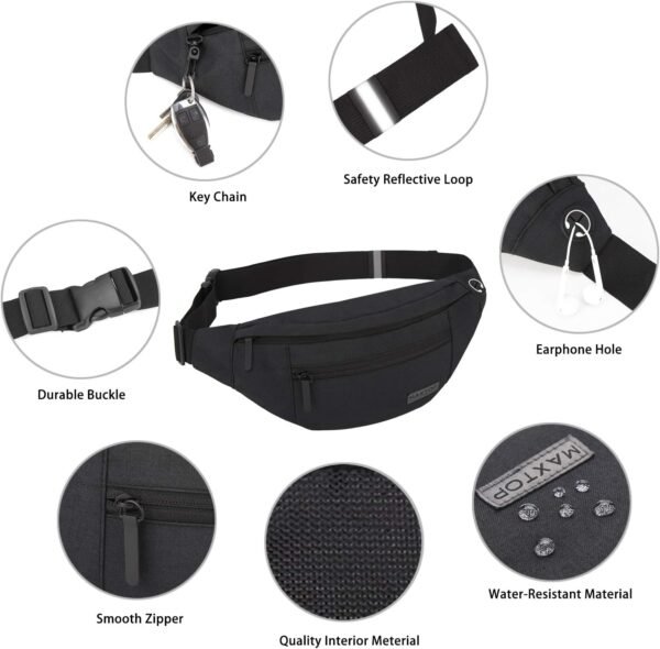 MAXTOP Large Crossbody Fanny Pack with 4-Zipper Pockets,Gifts for Enjoy Sports F... - Image 5