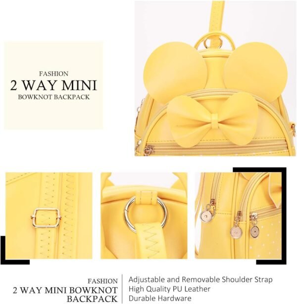 KL928 Girls Bowknot Polka Dot Cute Mini Backpack Small Daypacks Convertible Shou... - Image 4