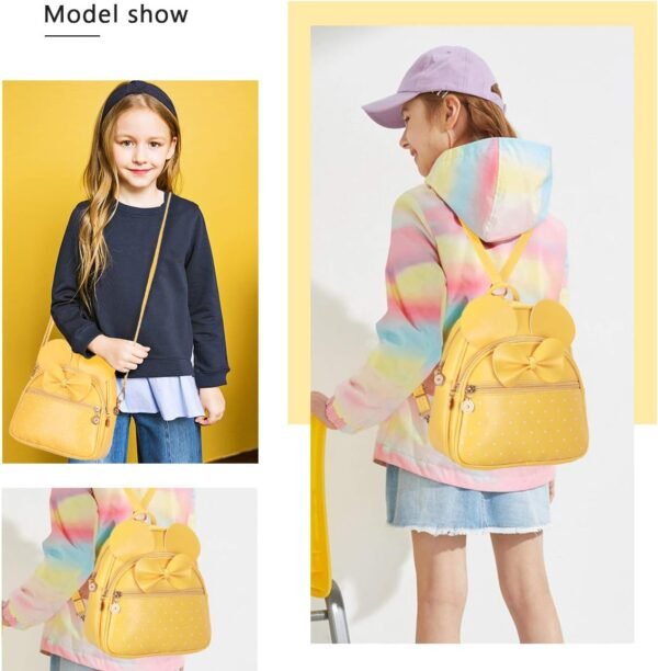 KL928 Girls Bowknot Polka Dot Cute Mini Backpack Small Daypacks Convertible Shou... - Image 8