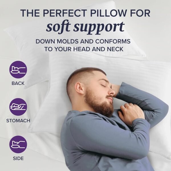 Beckham Hotel Collection Bed Pillows Queen/Standard Size Set of 2 - Down Pillow ... - Image 8