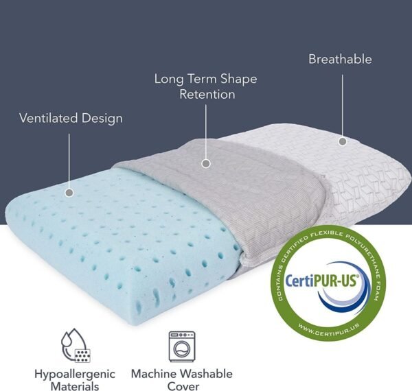 Vaverto Small Memory Foam Bed Pillow for Camping - Compressible Medium Firm, Bre... - Image 3