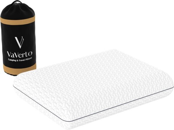 Vaverto Small Memory Foam Bed Pillow for Camping - Compressible Medium Firm, Bre... - Image 7