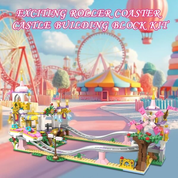 Friends Roller Coaster Castle Building Set, 738 Pcs Creative Amusement Park Cast... - Image 3