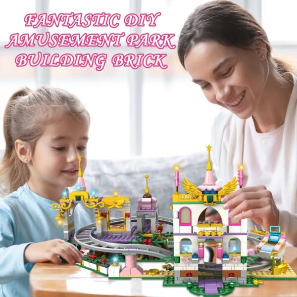 Friends Roller Coaster Castle Building Set, 738 Pcs Creative Amusement Park Cast... - Image 5