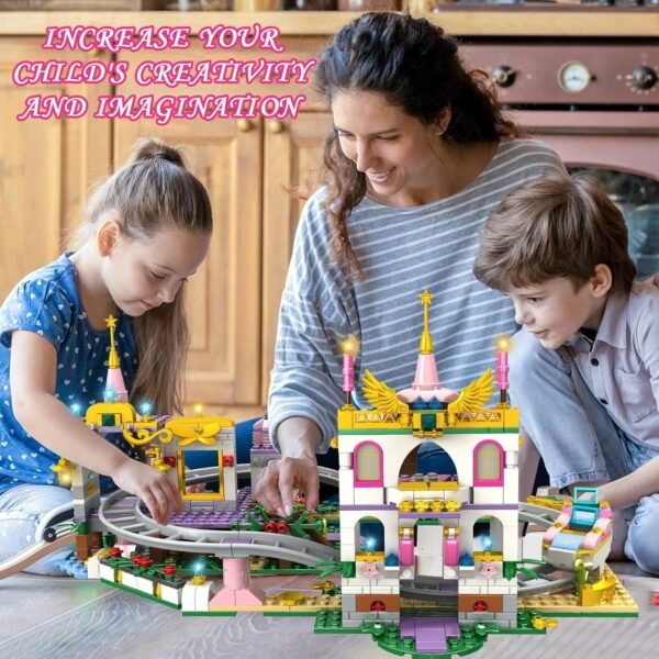 Friends Roller Coaster Castle Building Set, 738 Pcs Creative Amusement Park Cast... - Image 6