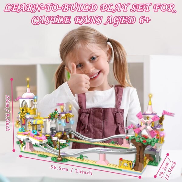Friends Roller Coaster Castle Building Set, 738 Pcs Creative Amusement Park Cast... - Image 7